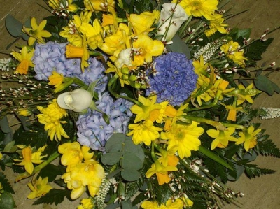 4 Seasonal Posy   White , Blue and Yellow