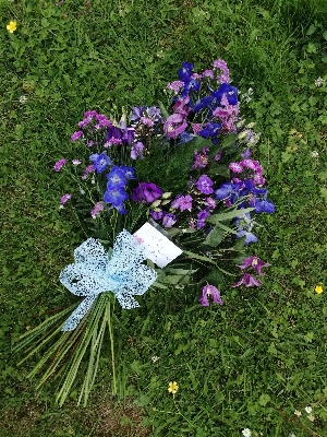 78 lilac and blue tied sheaf