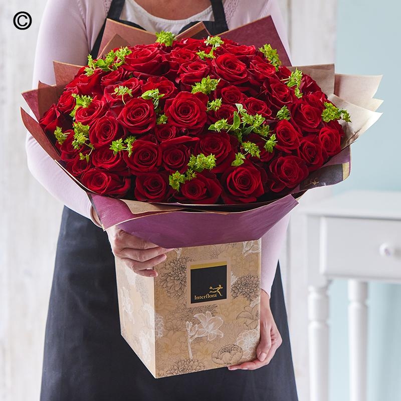 Valentines 50 Red Roses Handtied