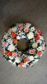 96 large wreath peach/ cream and orange