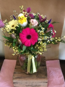 Arrangement  of flowers in  glass vase